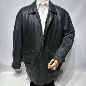 VTG Members Only Insulated Black Soft Leather Long Jacket Men’s Size Large